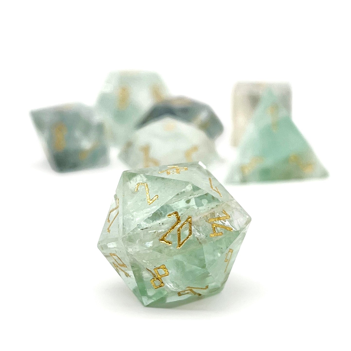 Green Fluorite Dice Set | Gemstone Dice