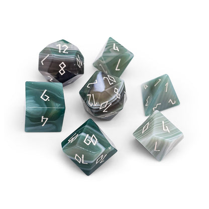 Green Striped Agate Dice Set | Gemstone Dice