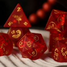 Scarlet Sakura Glass Dice Set