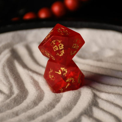 Scarlet Sakura Glass Dice Set
