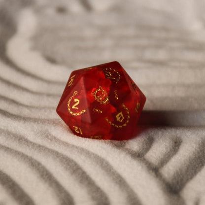 Scarlet Sakura Glass Dice Set