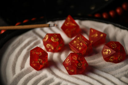 Scarlet Sakura Glass Dice Set