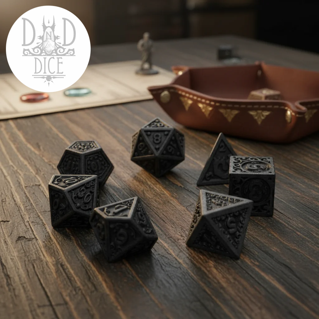DnD Gray Acrylic Dice Set - Kingdom of Ash - Alternate View