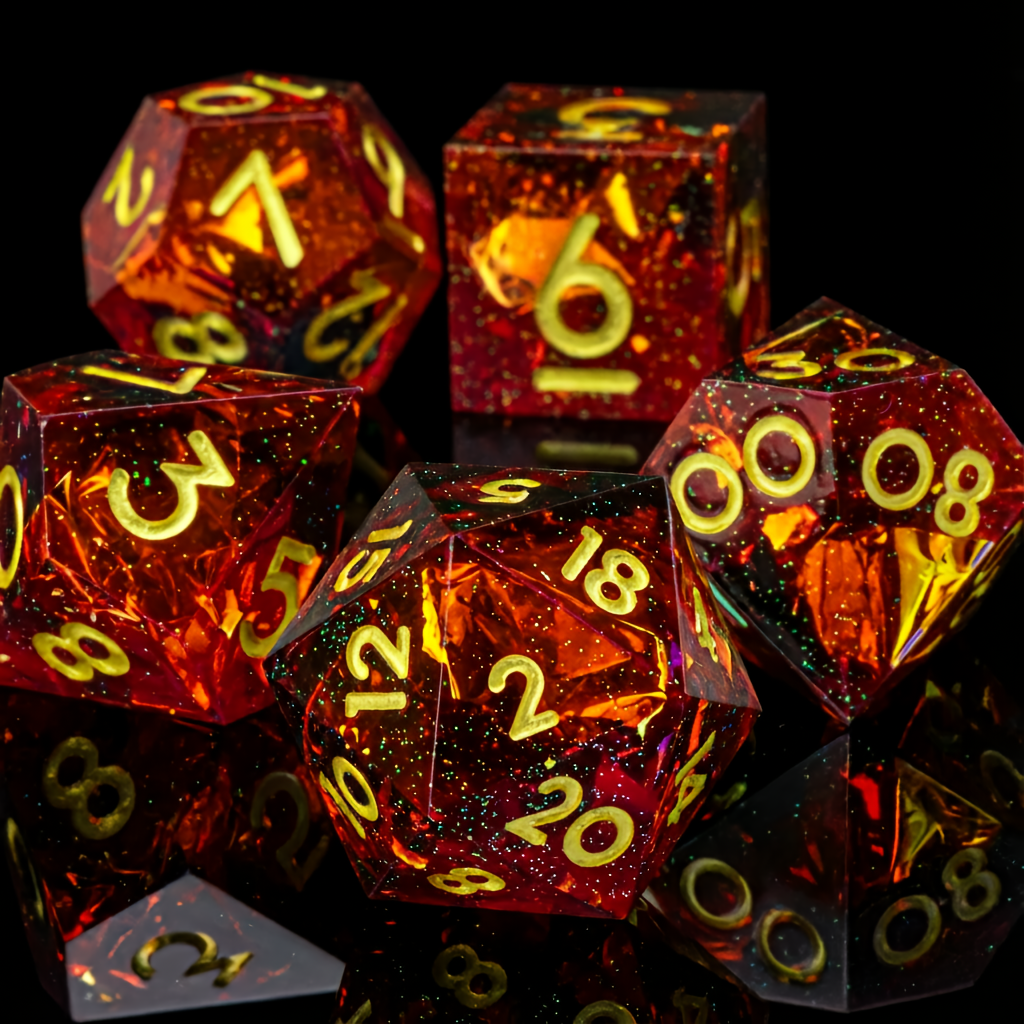Floral, Transparent,  Dice Sets - 7-Piece Set