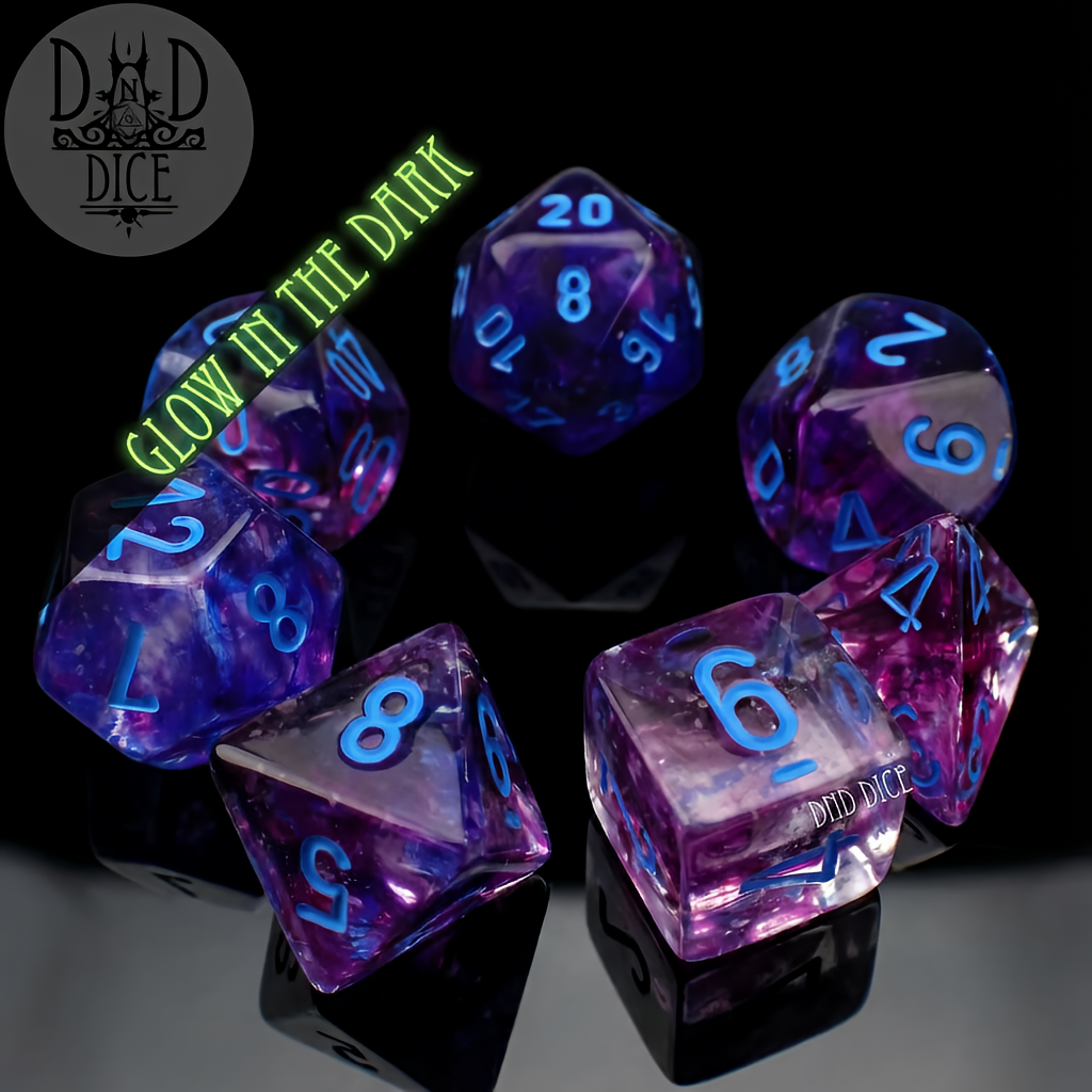 Nebula Nocturnal - Glow in the Dark - 7-Piece Chessex Dice Set