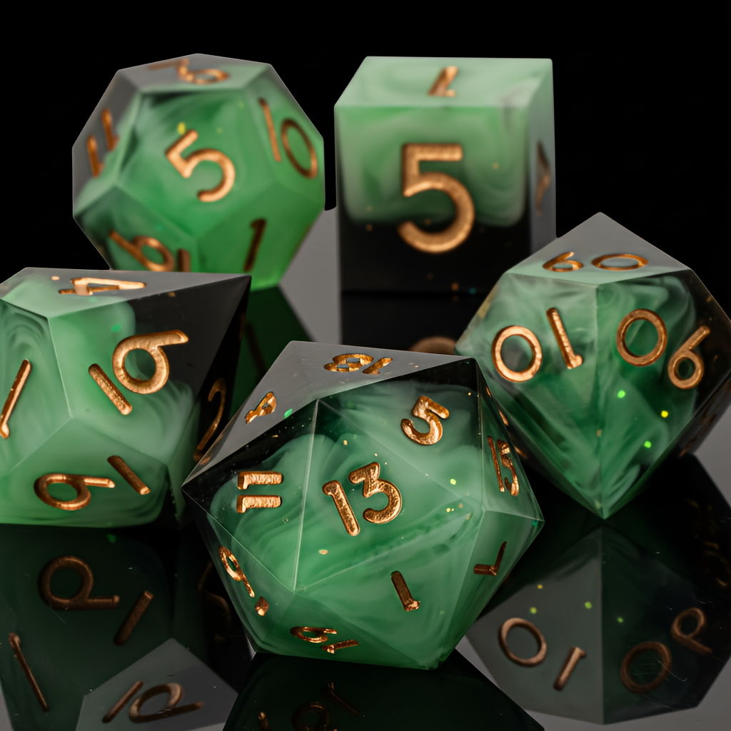 Floral, Transparent,  Dice Sets - 7-Piece Set