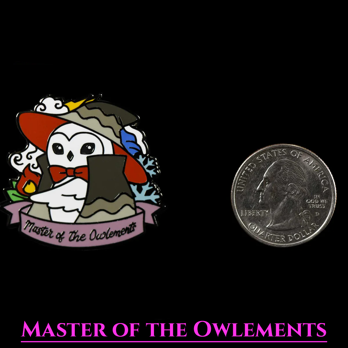 Owl Wizard Enamel Pin – DnD and TCG Accessory - Size Chart