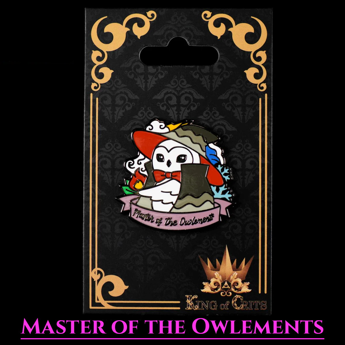 Owl Wizard Enamel Pin – DnD and TCG Accessory - Product Package