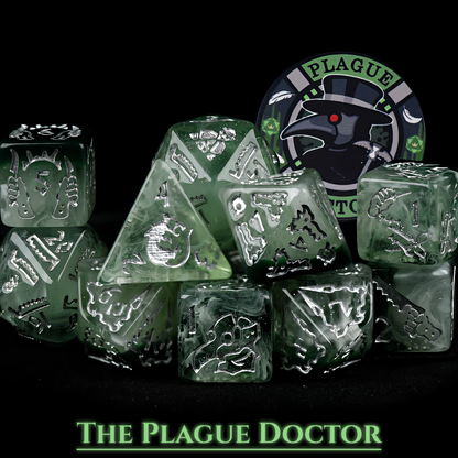 Plague Doctor Themed Dice Set in Green