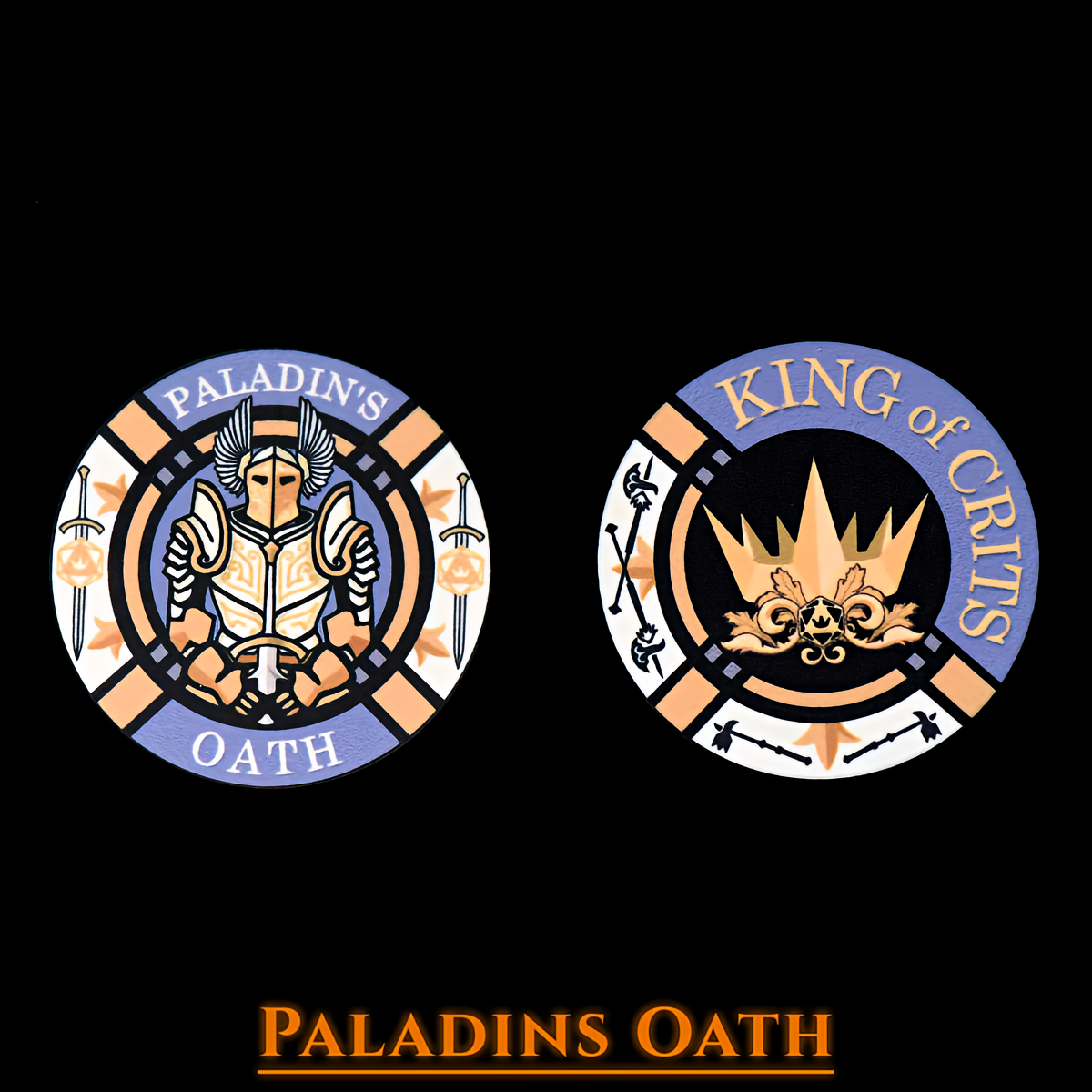 Paladin Themed Resin Dice Set in White and Gold Coin