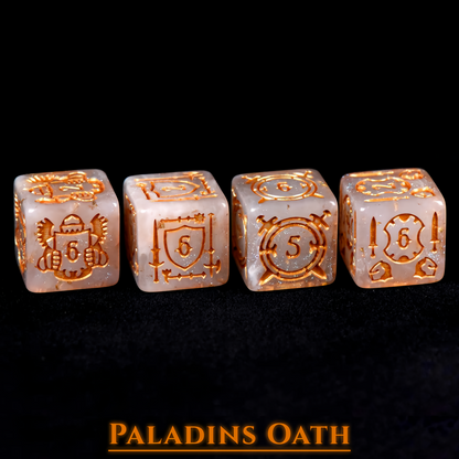 Paladin Themed Dice Set in White and Gold d6