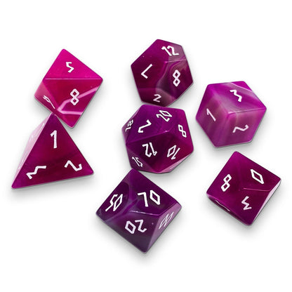 Pink Striped Agate Dice Set | Gemstone Dice