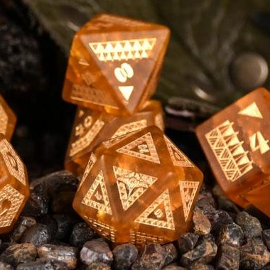 Polynesian Sunfire Glass Dice Set