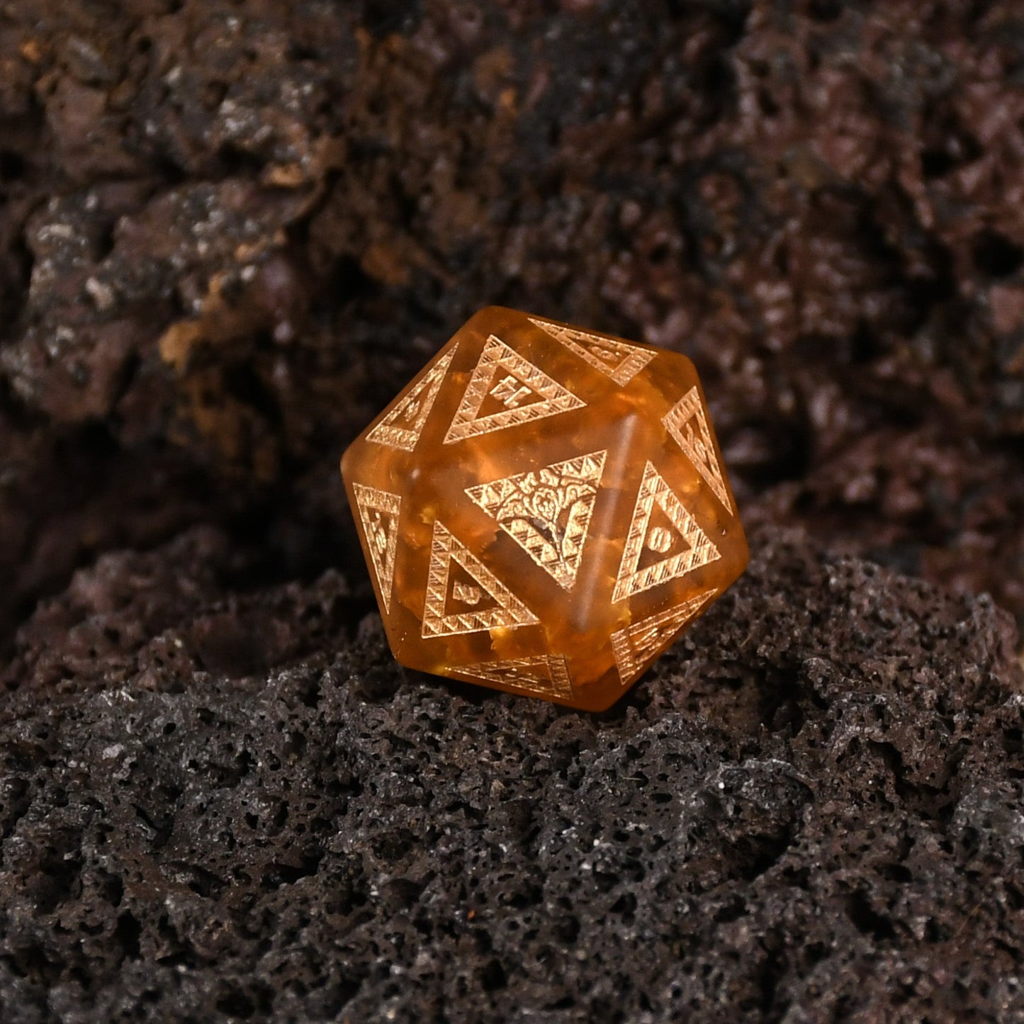 Polynesian Sunfire Glass Dice Set