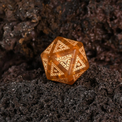 Polynesian Sunfire Glass Dice Set