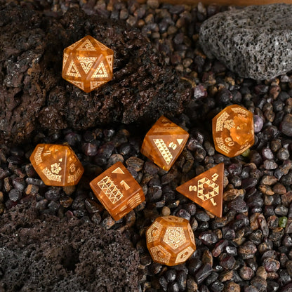 Polynesian Sunfire Glass Dice Set