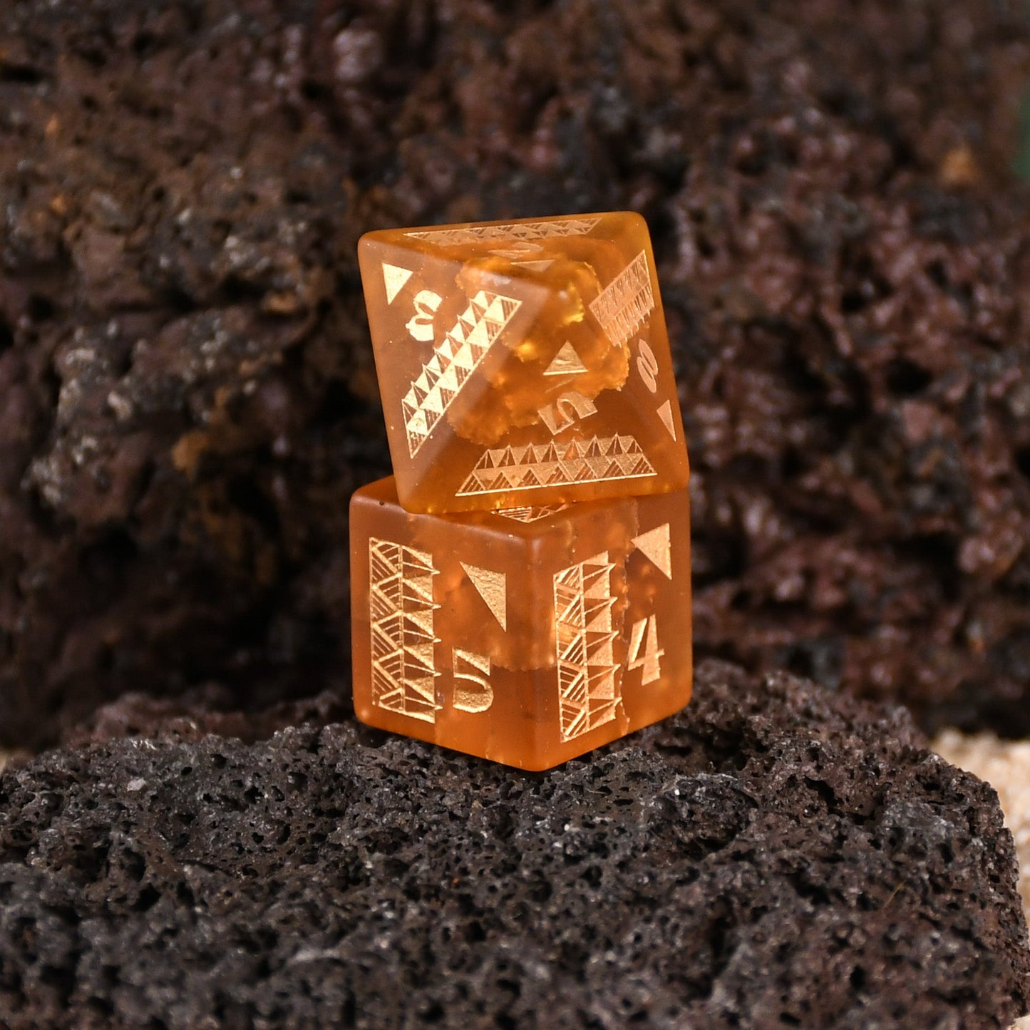Polynesian Sunfire Glass Dice Set