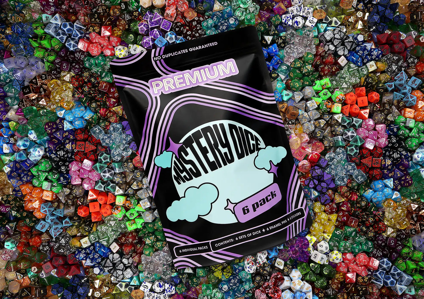 Premium Mystery Dice Set | DnD Dice + Pin + Sticker Bundle
