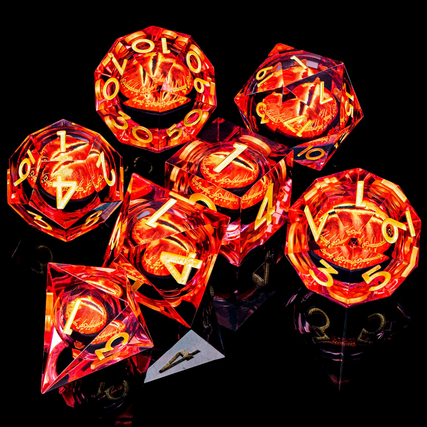 Eye of Sauron & LOTR Dice Set - 7-Piece Liquid Core Dice Sets