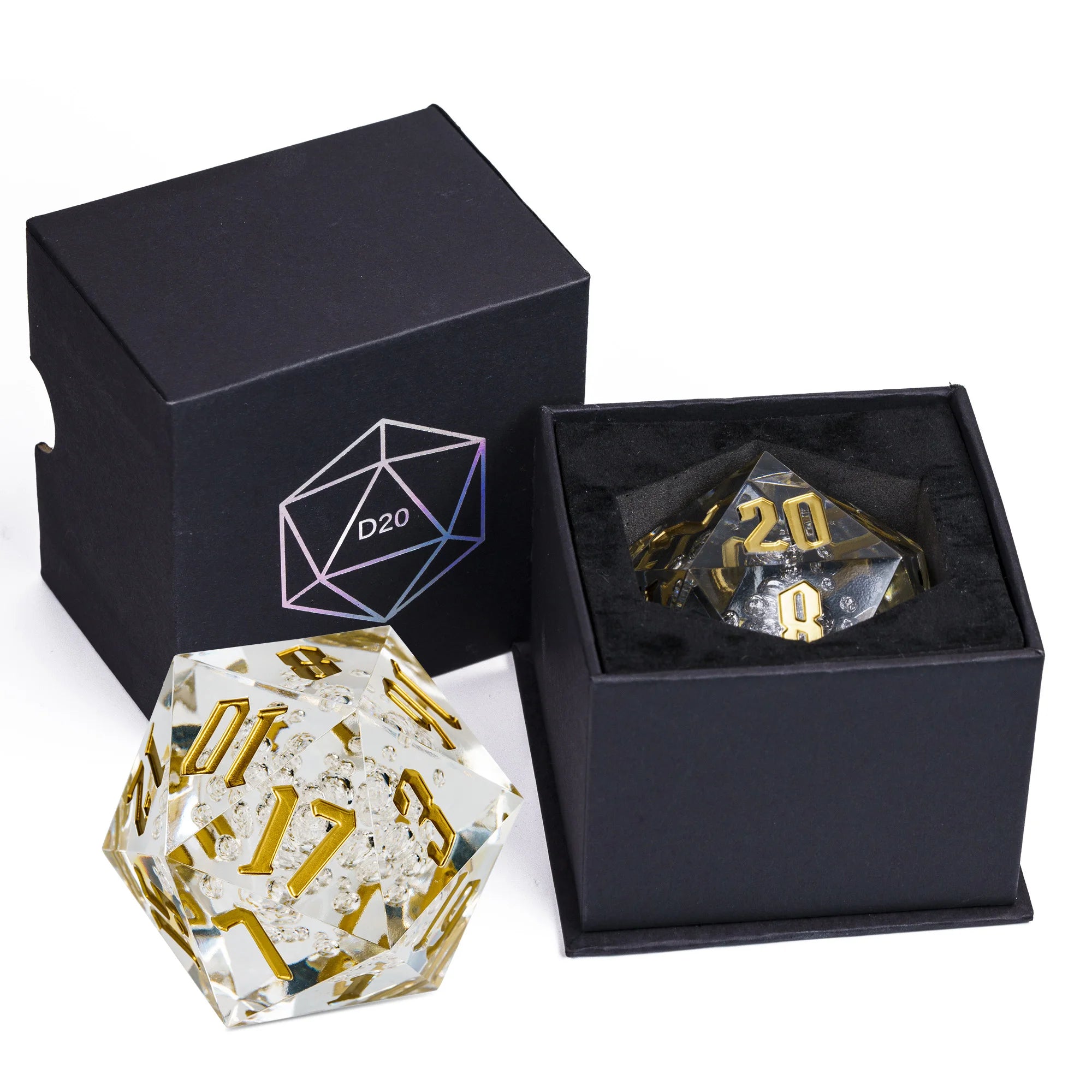 Crystal Giant D20 Die – Acrylic 20-Sided Polyhedral Dice