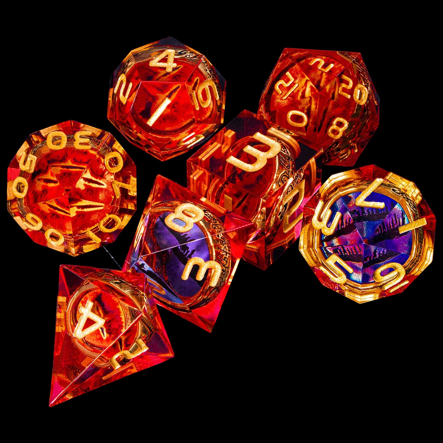 Eye of Sauron & LOTR Dice Set - 7-Piece Liquid Core Dice Sets