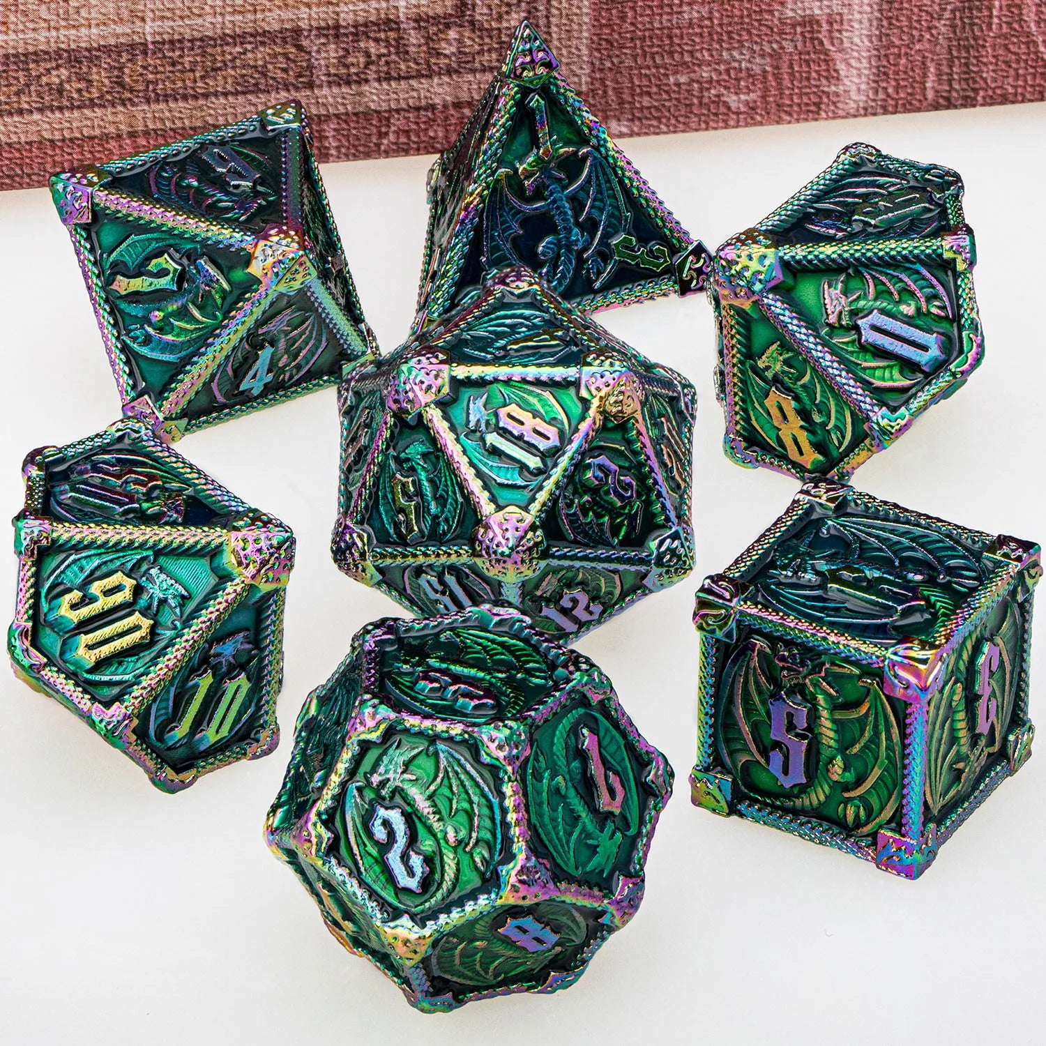 Furious Dragon Metal Dice Sets – 7-Piece Dice Set