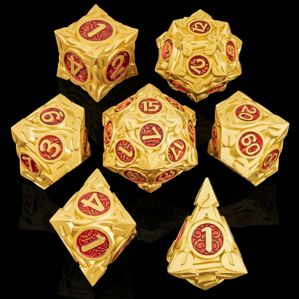 Nature Vines Leaf Metal Dice Sets – 7-Piece Dice Set