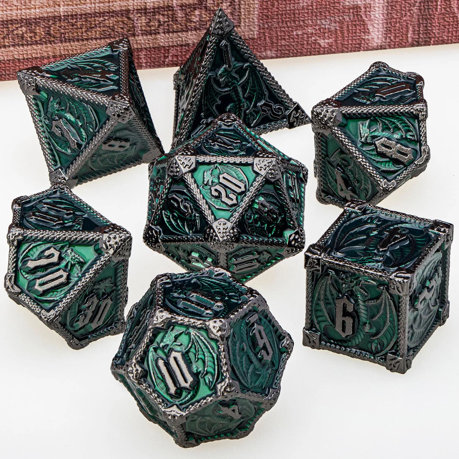 Furious Dragon Metal Dice Sets – 7-Piece Dice Set