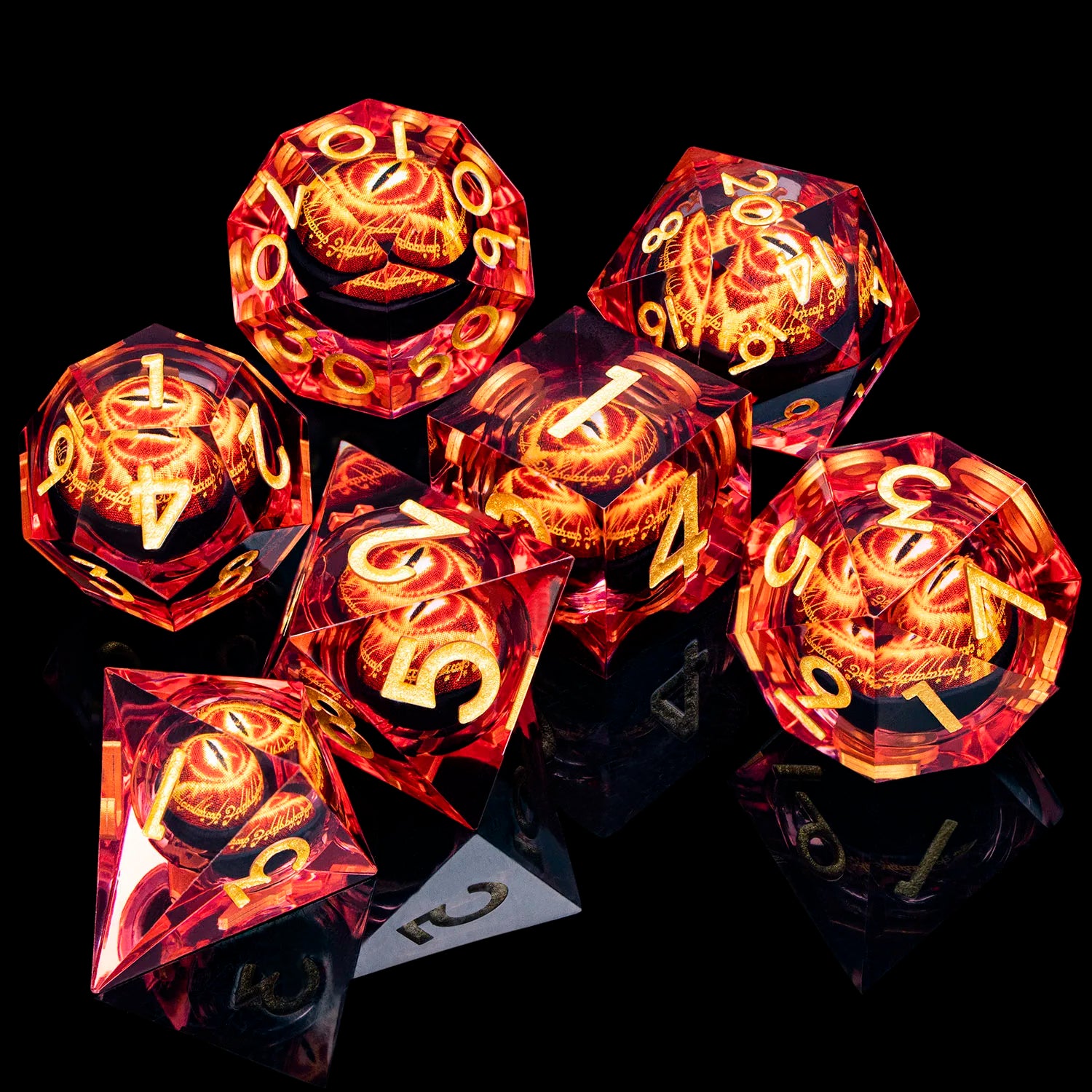 Eye of Sauron & LOTR Dice Set - 7-Piece Liquid Core Dice Sets