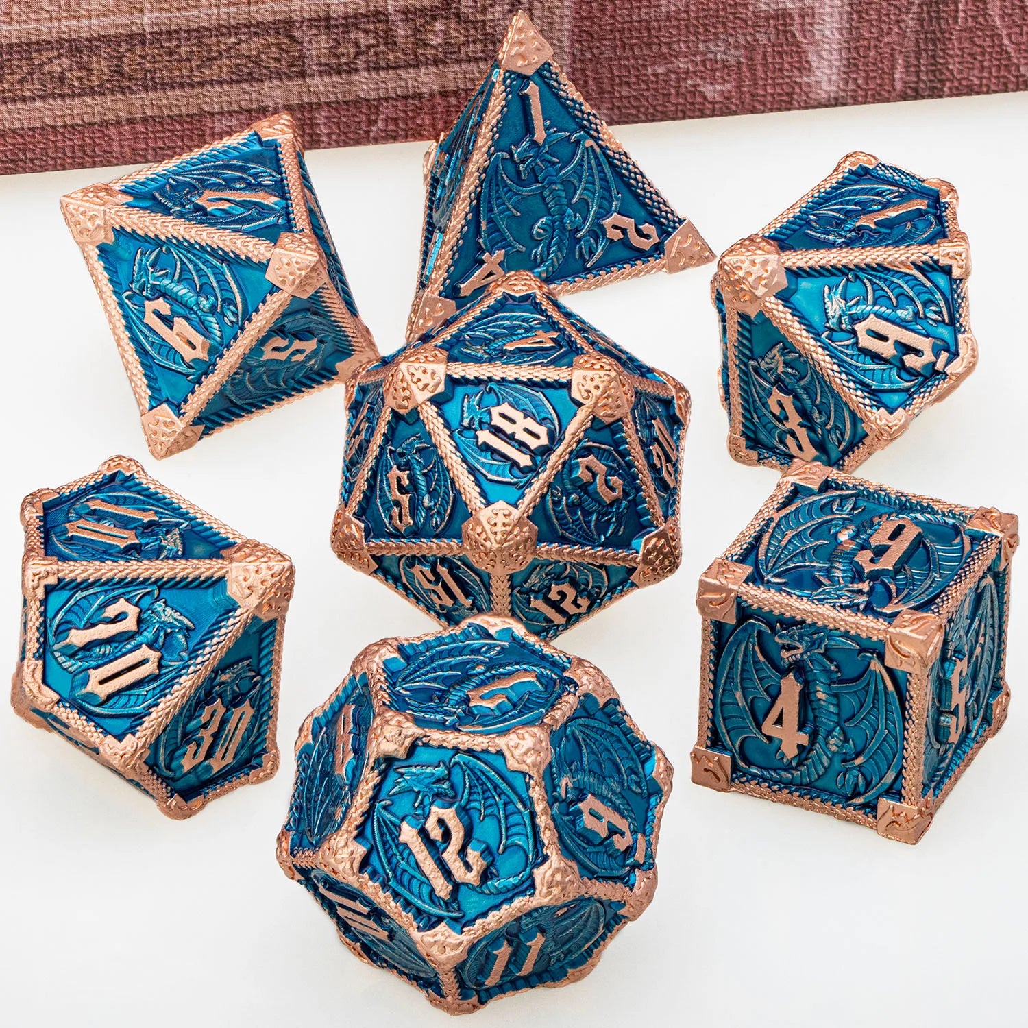 Furious Dragon Metal Dice Sets – 7-Piece Dice Set