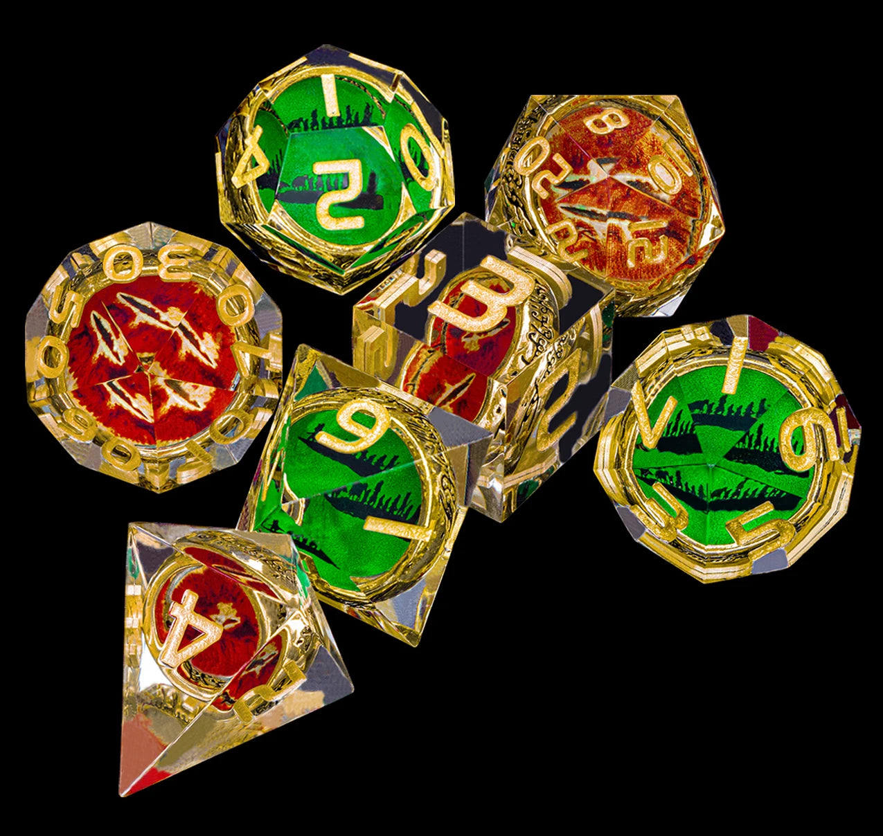 Eye of Sauron & LOTR Dice Set - 7-Piece Liquid Core Dice Sets