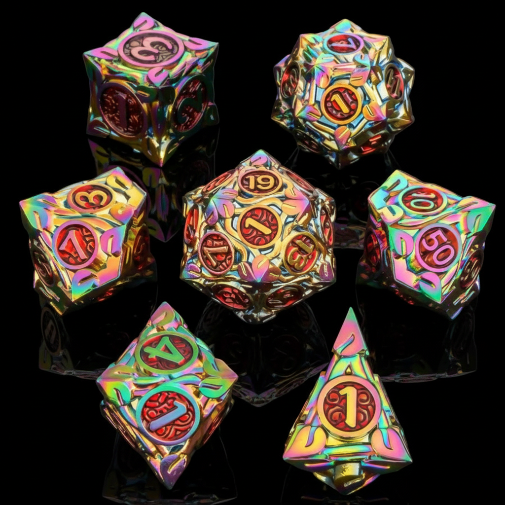 Nature Vines Leaf Metal Dice Sets – 7-Piece Dice Set