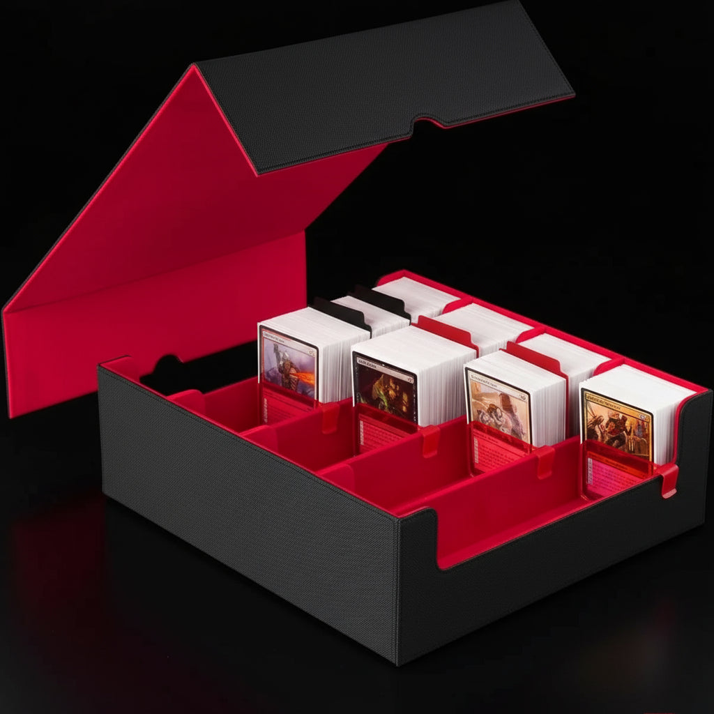 Large TCG Card Storage Box – Holds 2,400+ Single-Sleeved Cards with 24 Dividers and 4 Card Stoppers