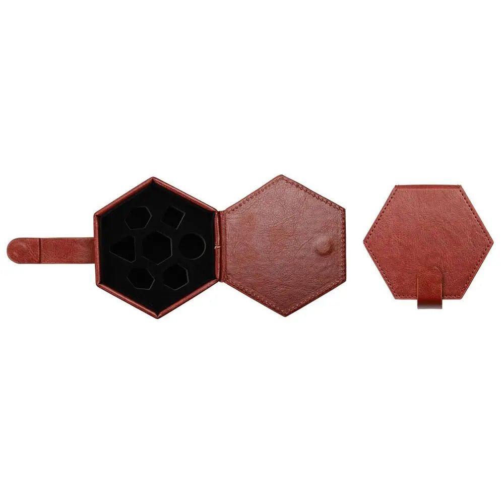Portable Faux Leather Hexagonal Dice Storage Box
