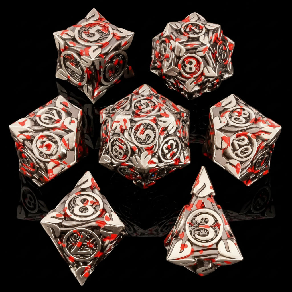 Nature Vines Leaf Metal Dice Sets – 7-Piece Dice Set