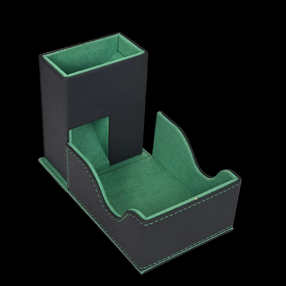 Foldable Faux Leather Dice Tower with Tray and Carry Bag – Portable Dice Roller