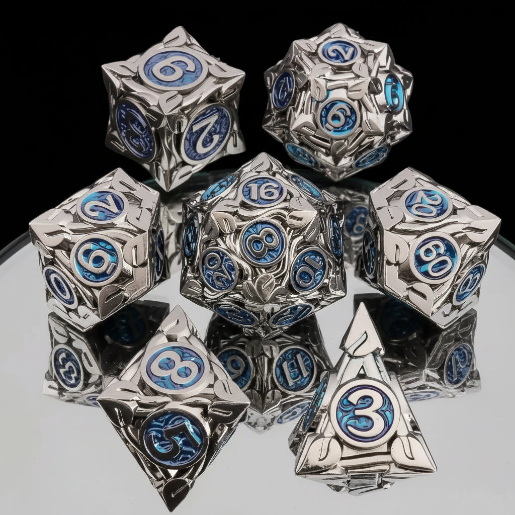 Nature Vines Leaf Metal Dice Sets – 7-Piece Dice Set