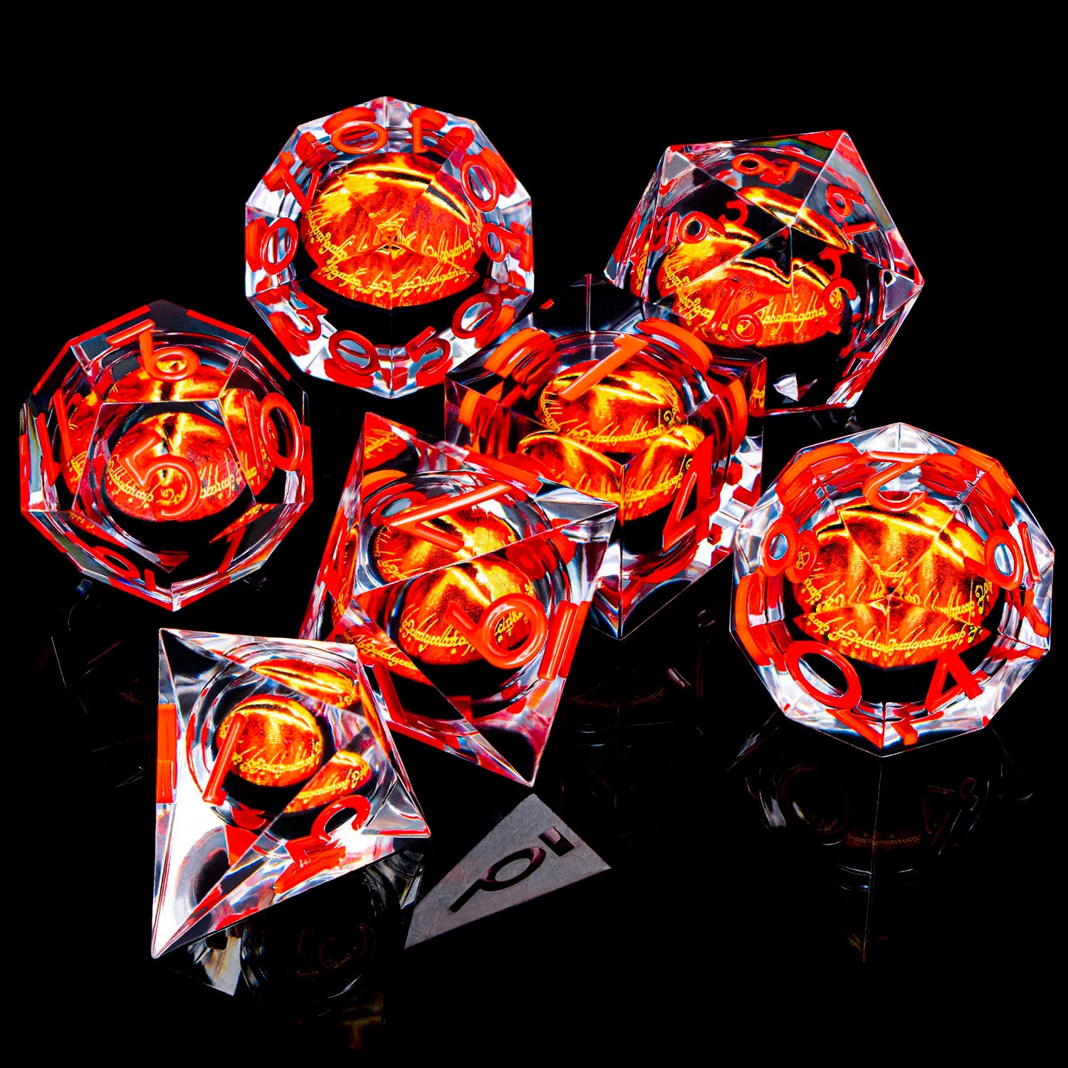Eye of Sauron & LOTR Dice Set - 7-Piece Liquid Core Dice Sets