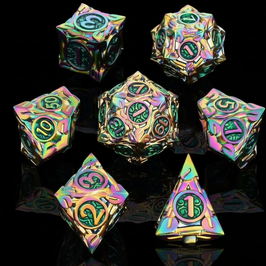 Nature Vines Leaf Metal Dice Sets – 7-Piece Dice Set