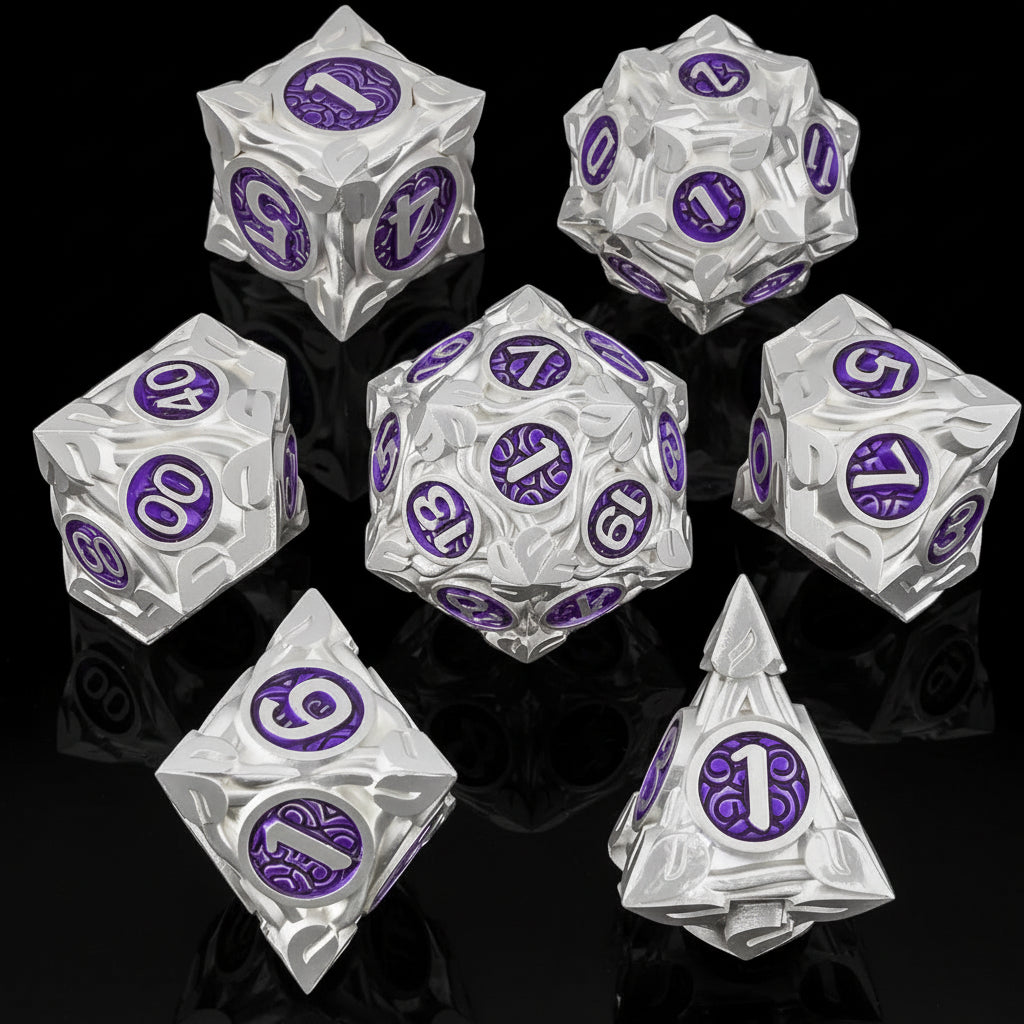 Nature Vines Leaf Metal Dice Sets – 7-Piece Dice Set