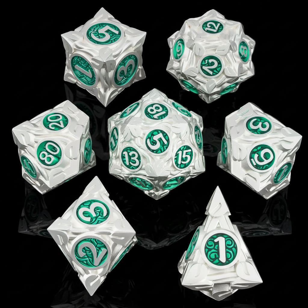 Nature Vines Leaf Metal Dice Sets – 7-Piece Dice Set