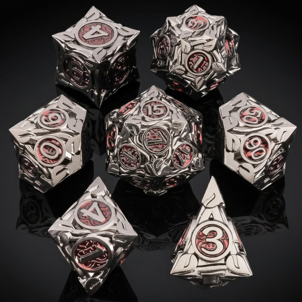 Nature Vines Leaf Metal Dice Sets – 7-Piece Dice Set