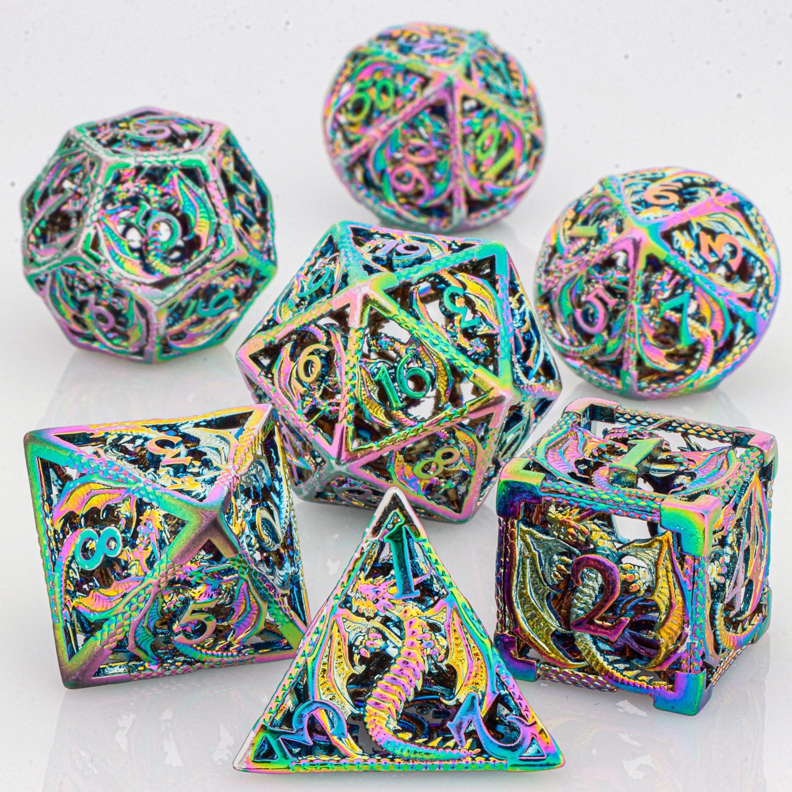 Winged Dragon Metal Dice Sets – 7-Piece Dice Set