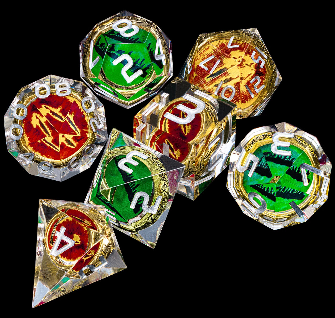 Eye of Sauron & LOTR Dice Set - 7-Piece Liquid Core Dice Sets