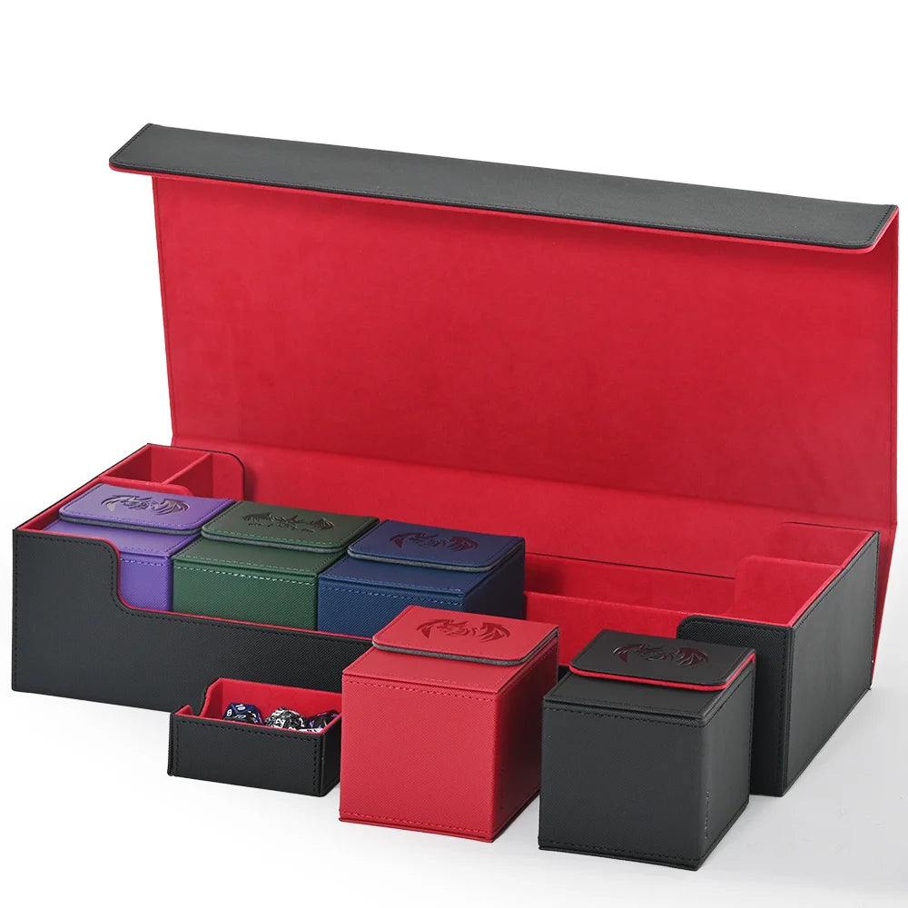 7-in-1 Card Deck Storage Box with Dice Tray – Holds 2,400+ Cards & Includes 5 Small Deck Cases