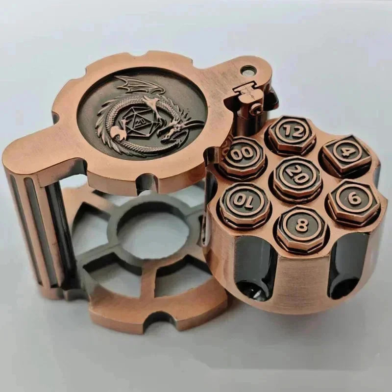 Metal Revolver Bullet Dice Set – 7 Piece Dice Sets