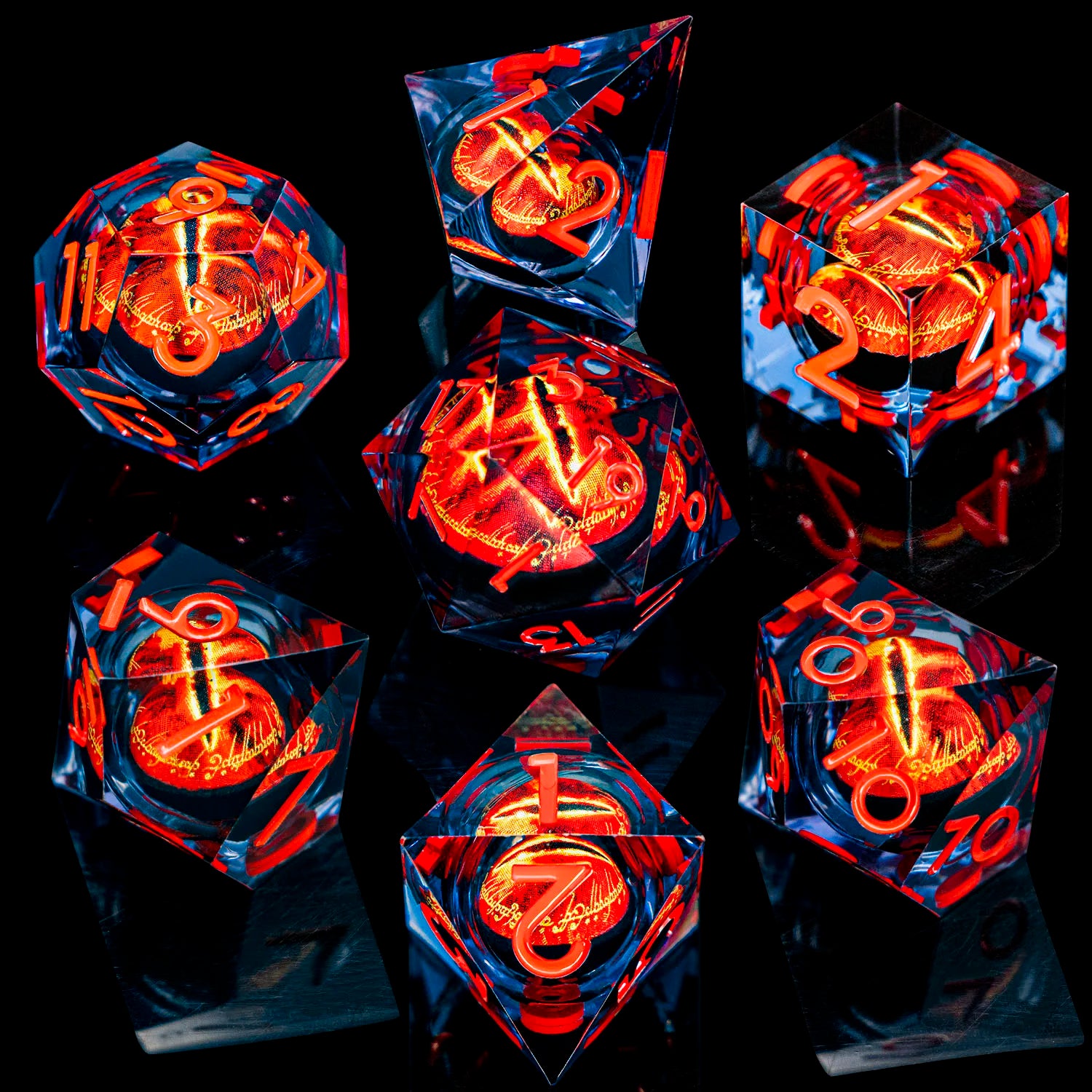 Eye of Sauron & LOTR Dice Set - 7-Piece Liquid Core Dice Sets