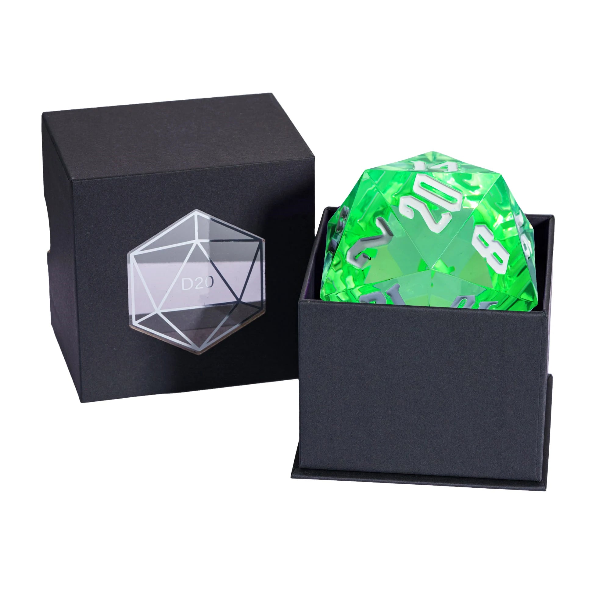 Crystal Giant D20 Die – Acrylic 20-Sided Polyhedral Dice