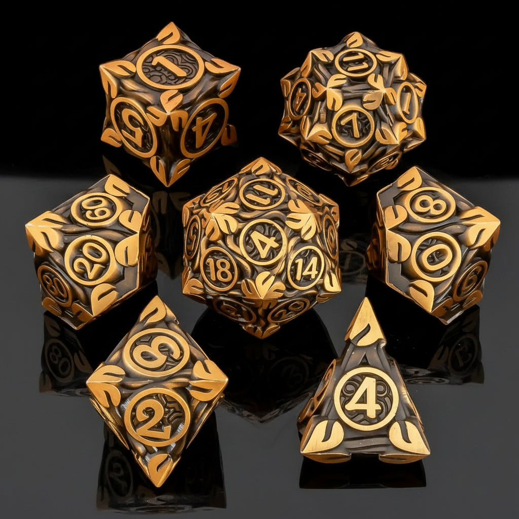 Nature Vines Leaf Metal Dice Sets – 7-Piece Dice Set