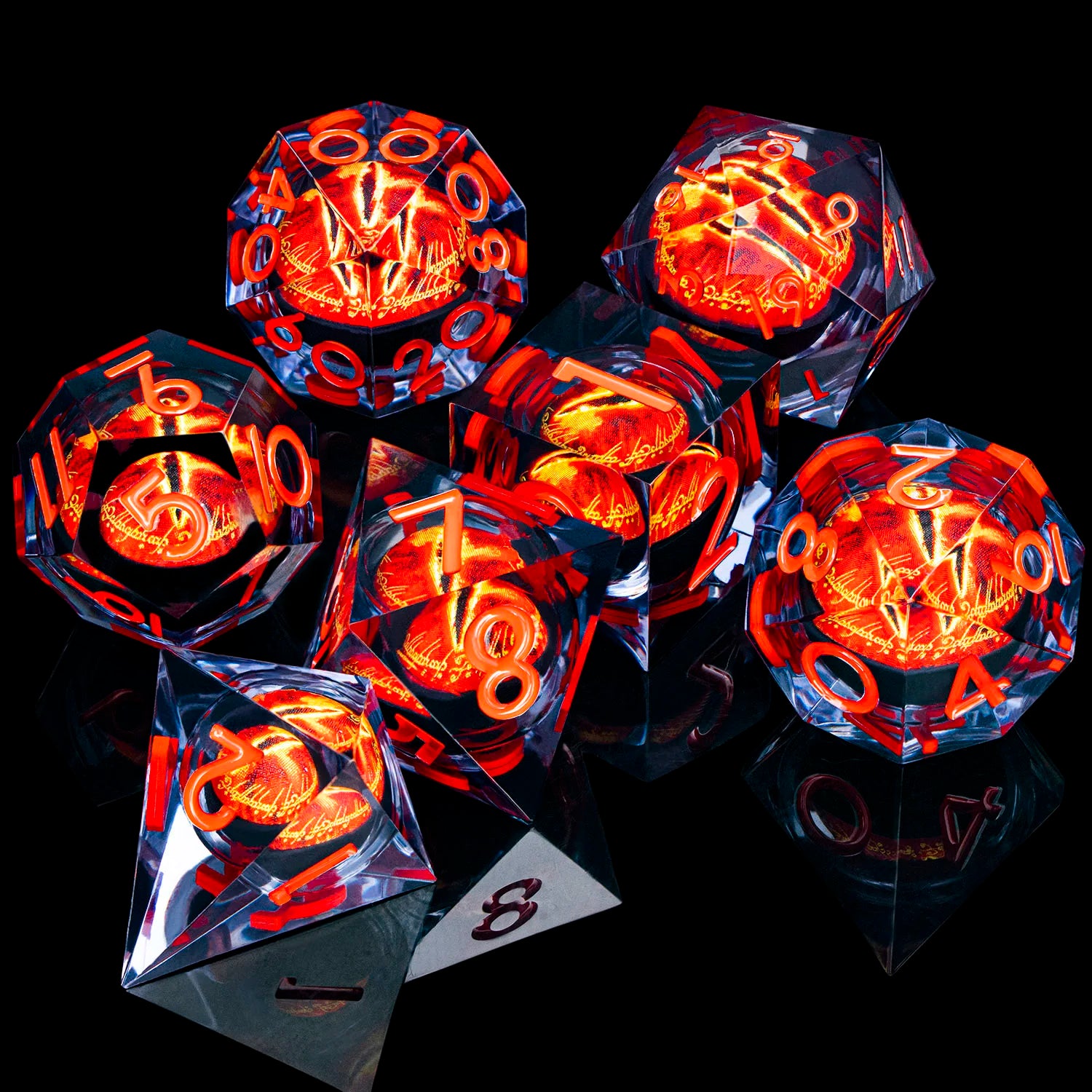 Eye of Sauron & LOTR Dice Set - 7-Piece Liquid Core Dice Sets